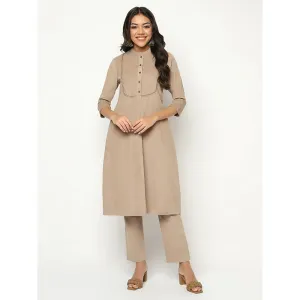 Barara Ethnic Latte Corduroy Kurta (Set of 2)