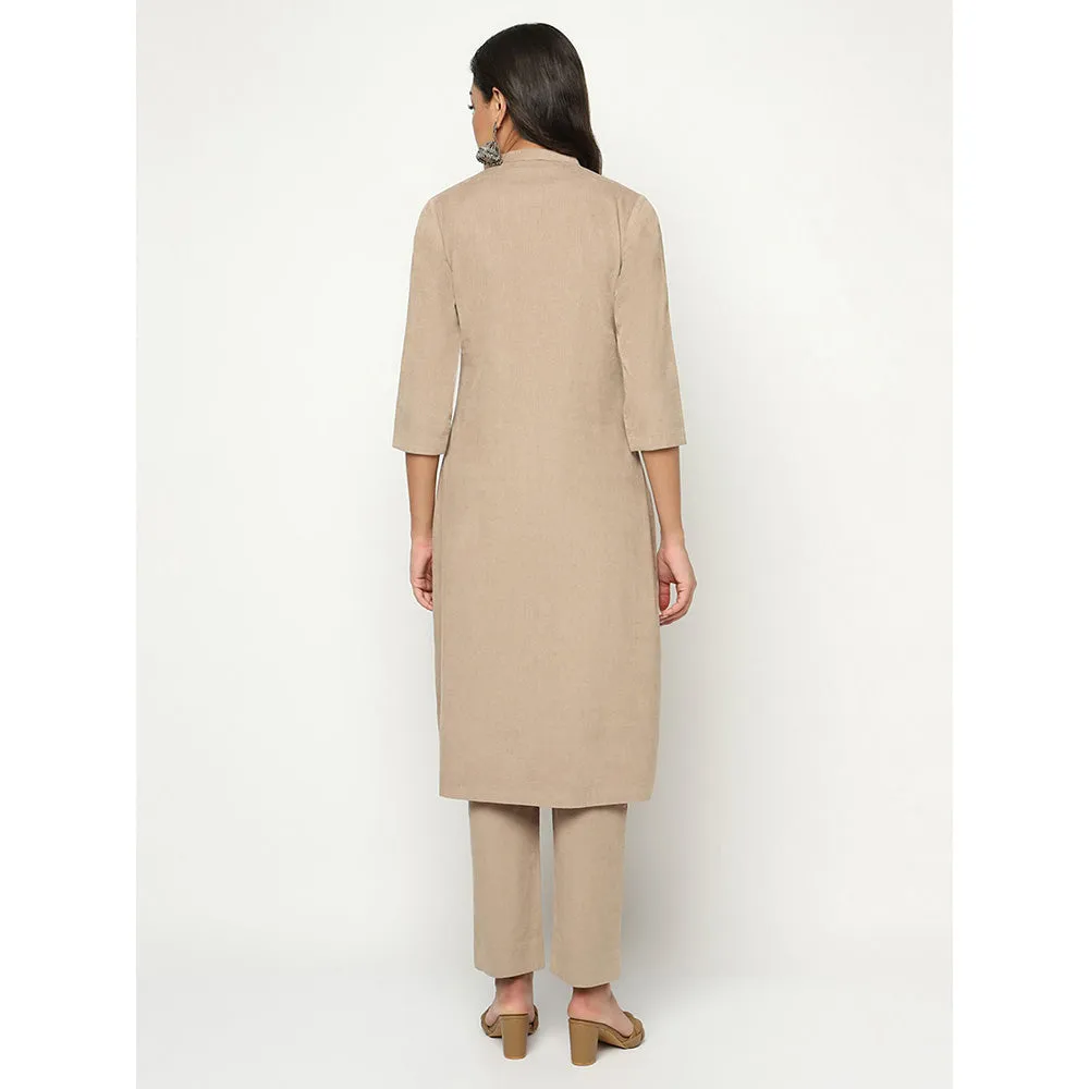 Barara Ethnic Latte Corduroy Kurta (Set of 2)