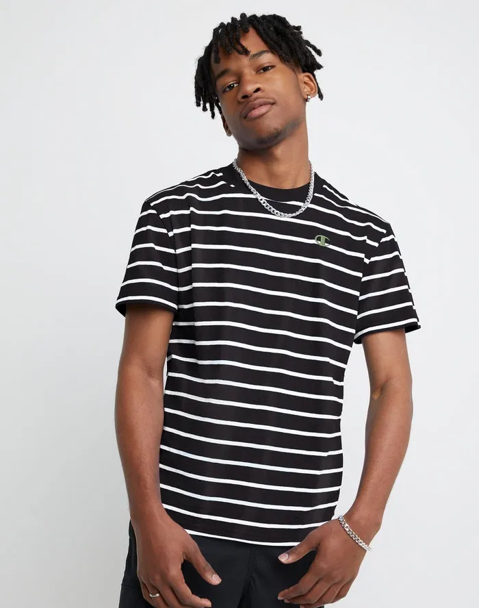 Champion Men's Classic Slub Stripe T-shirt Black/White T74695 407D55 012