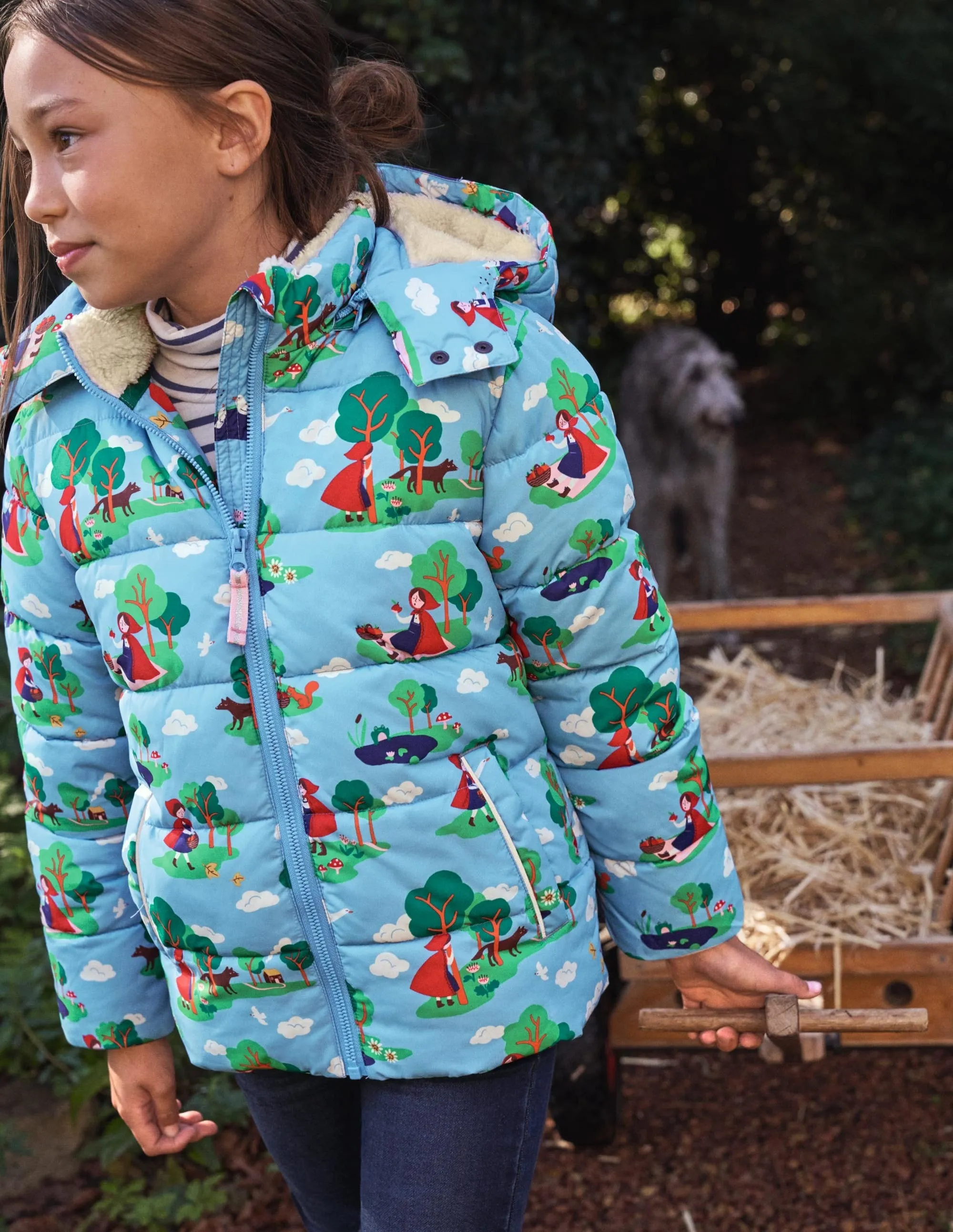 Cosy Padded Jacket-Surfboard Blue Red Riding Hood