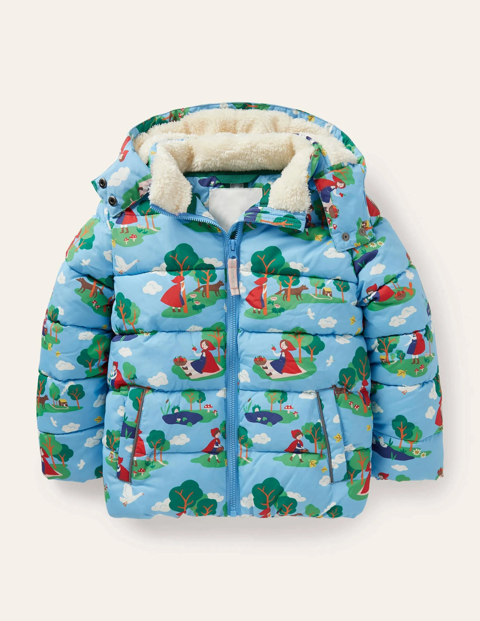 Cosy Padded Jacket-Surfboard Blue Red Riding Hood