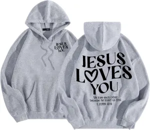 Cute Oversized Hoodies Jesus Loves You Hoodie Jesus Hoodie Preppy Hoodies- Christian Hoodie Hoodie For Girls
