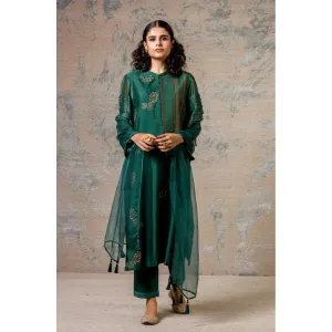 Devnaagri Green Kurta and Pant with Dupatta (Set of 3)