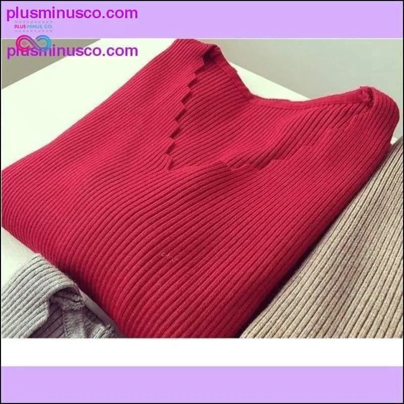 Fashion Autumn Women V-neck Long-sleeve Knitted Sweater