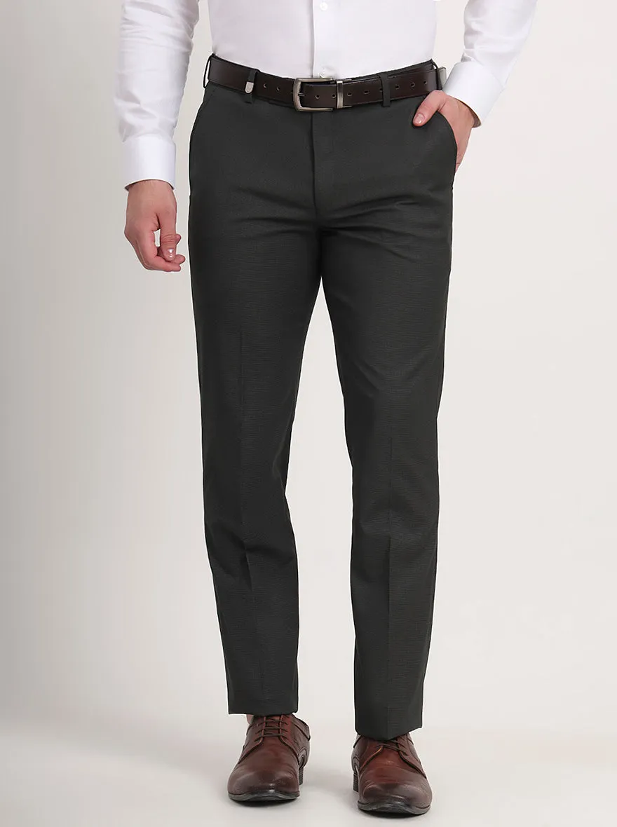 Green Solid Slim Fit Formal Trouser | JB Studio