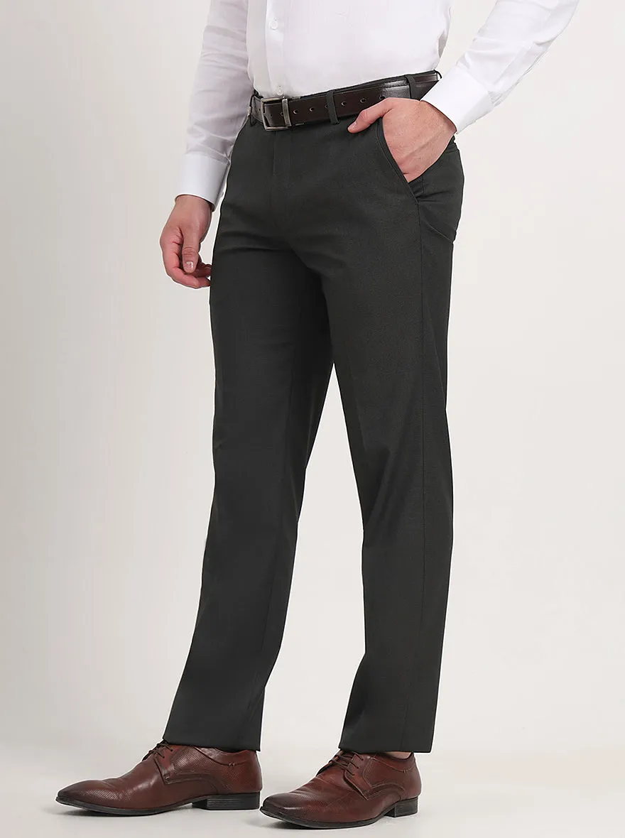 Green Solid Slim Fit Formal Trouser | JB Studio