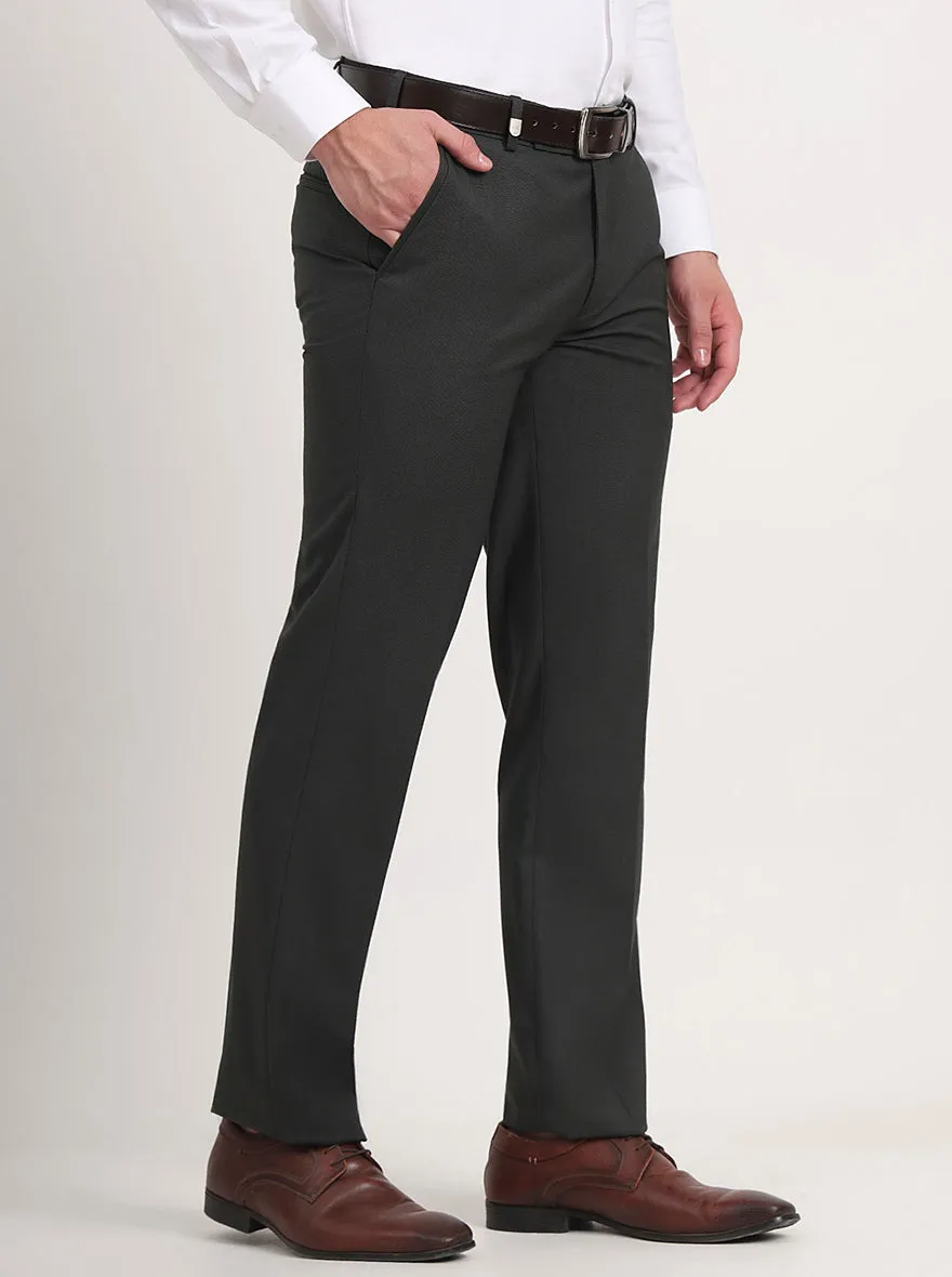 Green Solid Slim Fit Formal Trouser | JB Studio