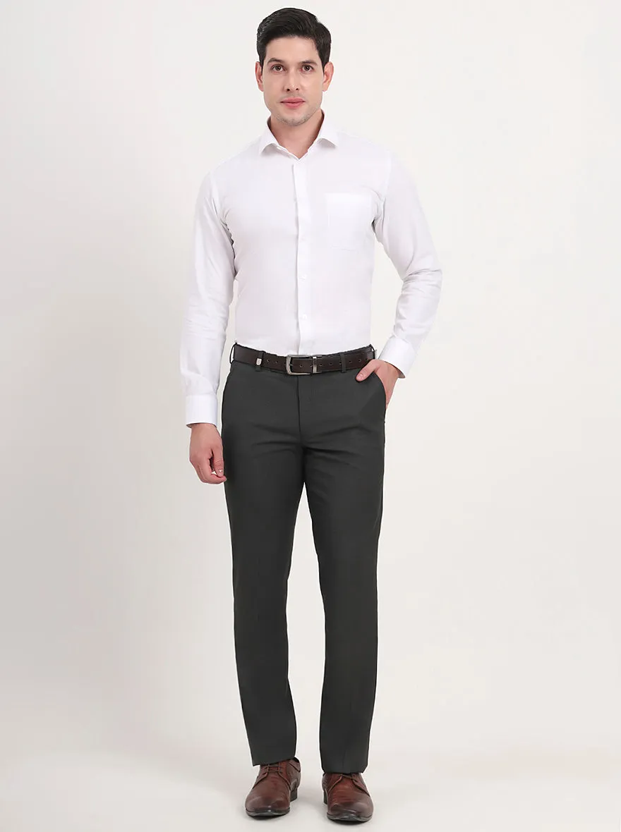 Green Solid Slim Fit Formal Trouser | JB Studio