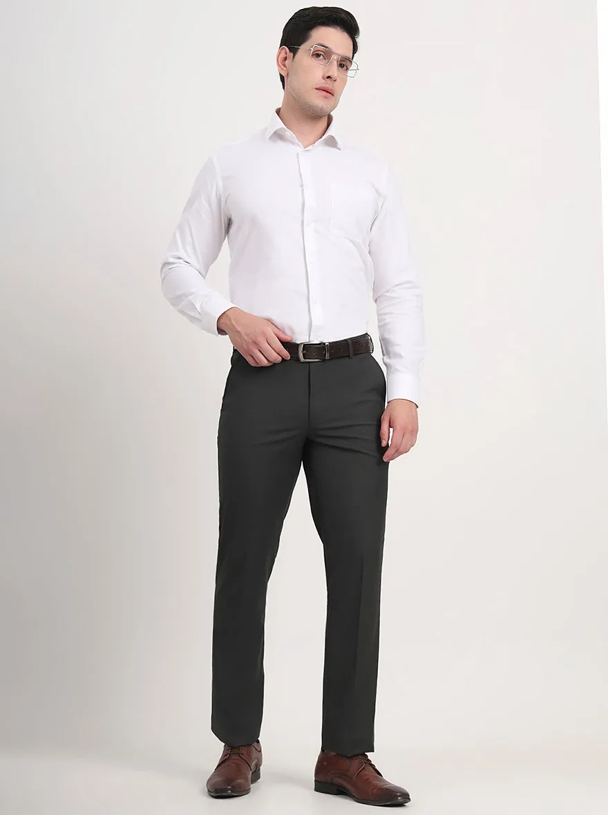 Green Solid Slim Fit Formal Trouser | JB Studio