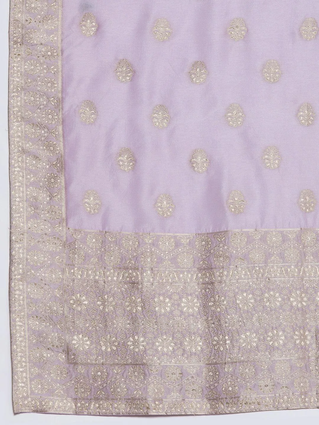 Lavender Woven Design Silk Blend Straight Suit With Dupatta