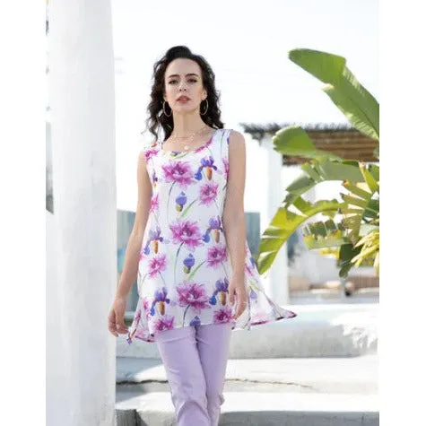 Lined Sleeveless Tops - Pinks and Blues - Regular and Plus Size
