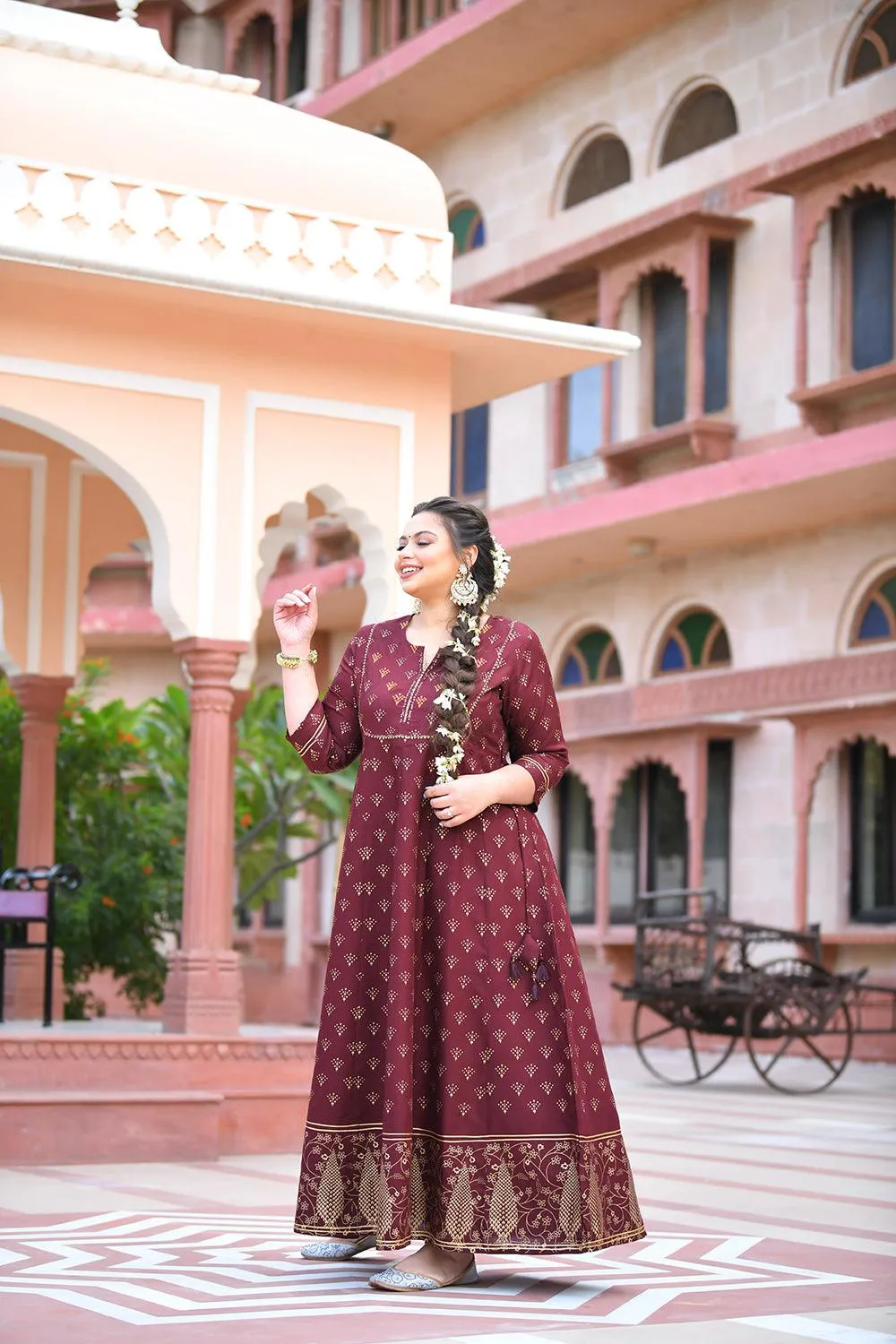 Maroon Anarkali Ethnic Gown
