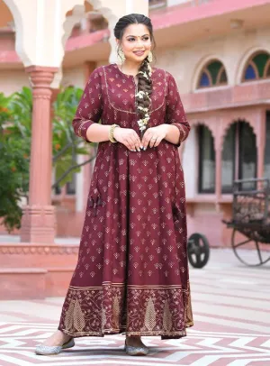 Maroon Anarkali Ethnic Gown