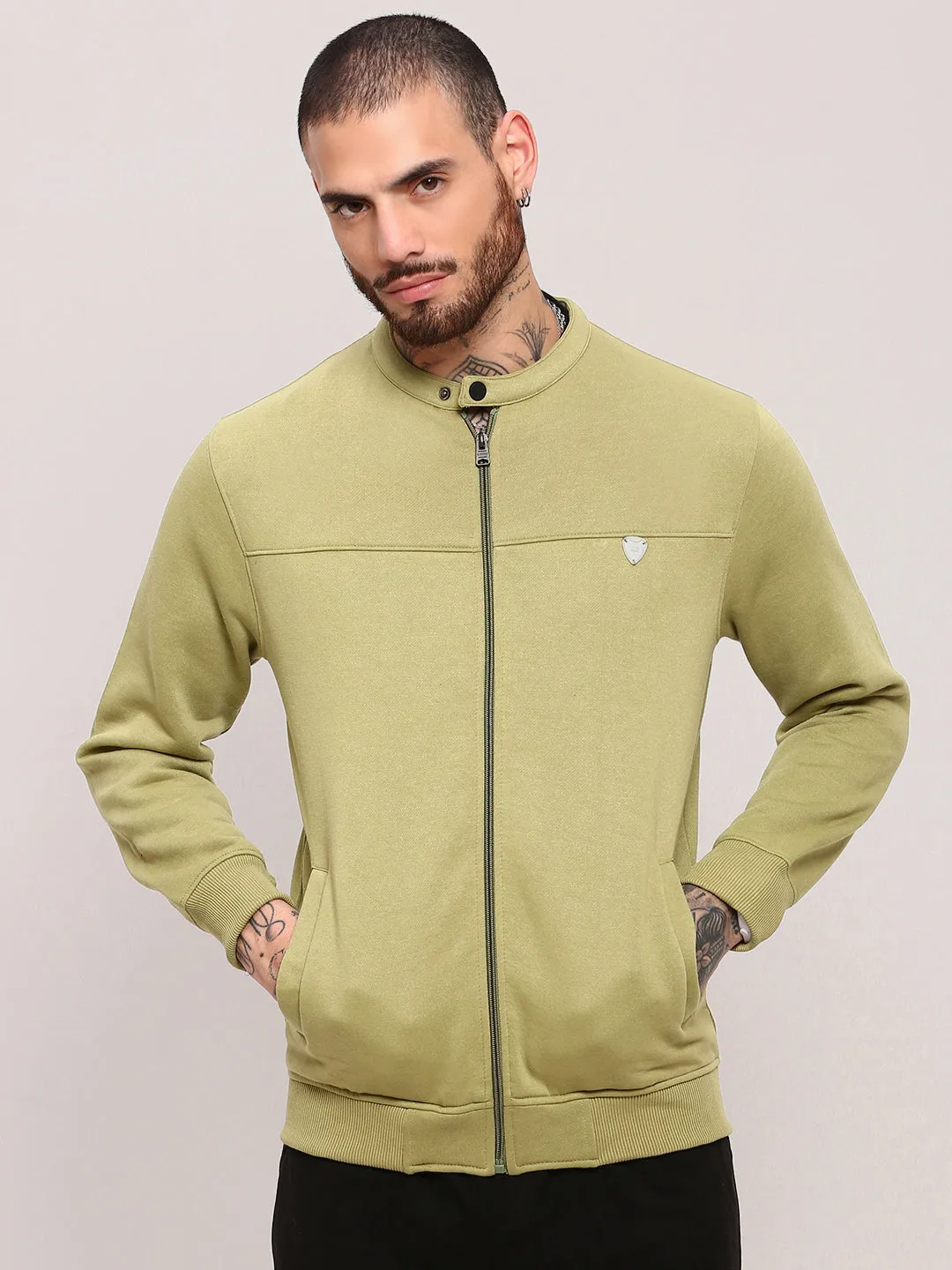 Men Green Solid Pullovers