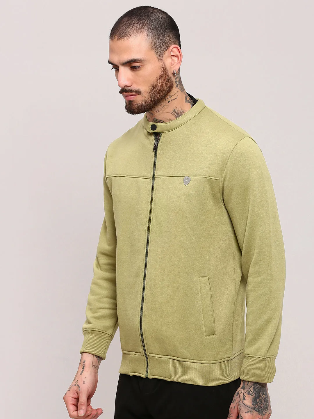 Men Green Solid Pullovers