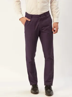 Men'S Maroon Checked Formal Trousers
