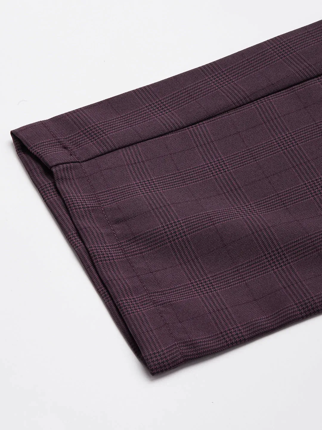 Men'S Maroon Checked Formal Trousers