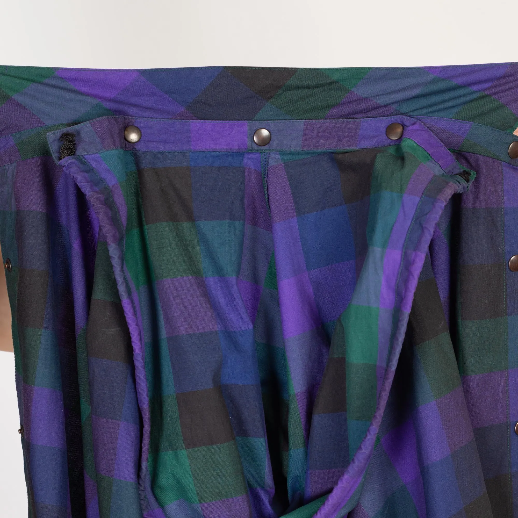One Size 90s Purple Plaid Hooded Rain Poncho