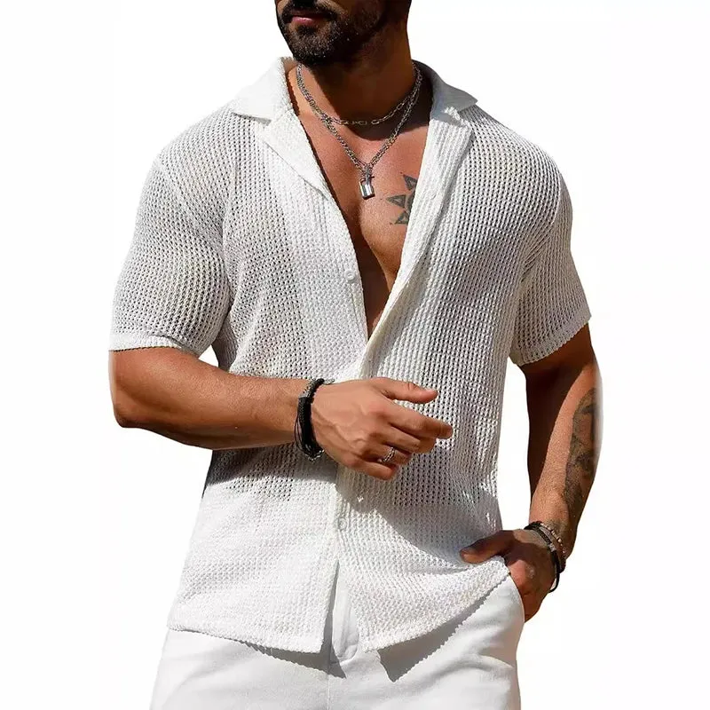 Open Stitch Button Down Shirt