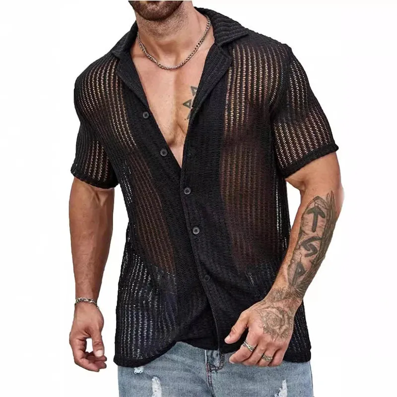 Open Stitch Button Down Shirt