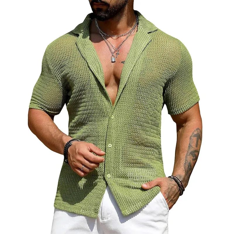 Open Stitch Button Down Shirt