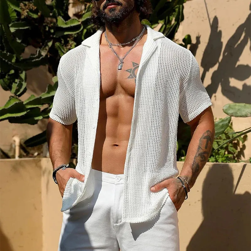 Open Stitch Button Down Shirt