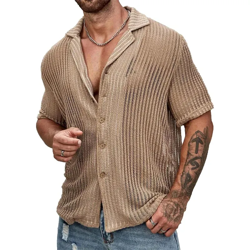 Open Stitch Button Down Shirt