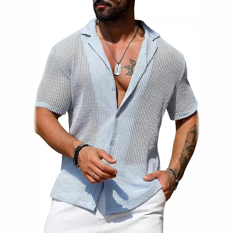 Open Stitch Button Down Shirt