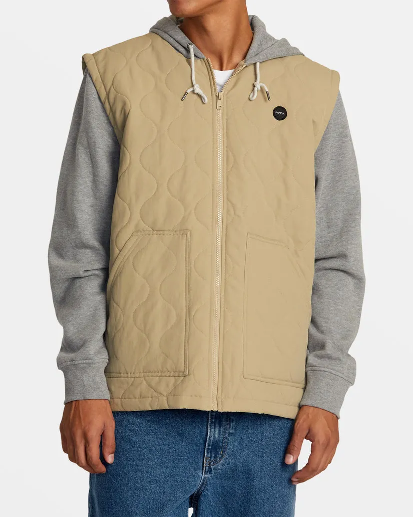 RVCA GRANT HOODED PUFFER JACKET - KHAKI
