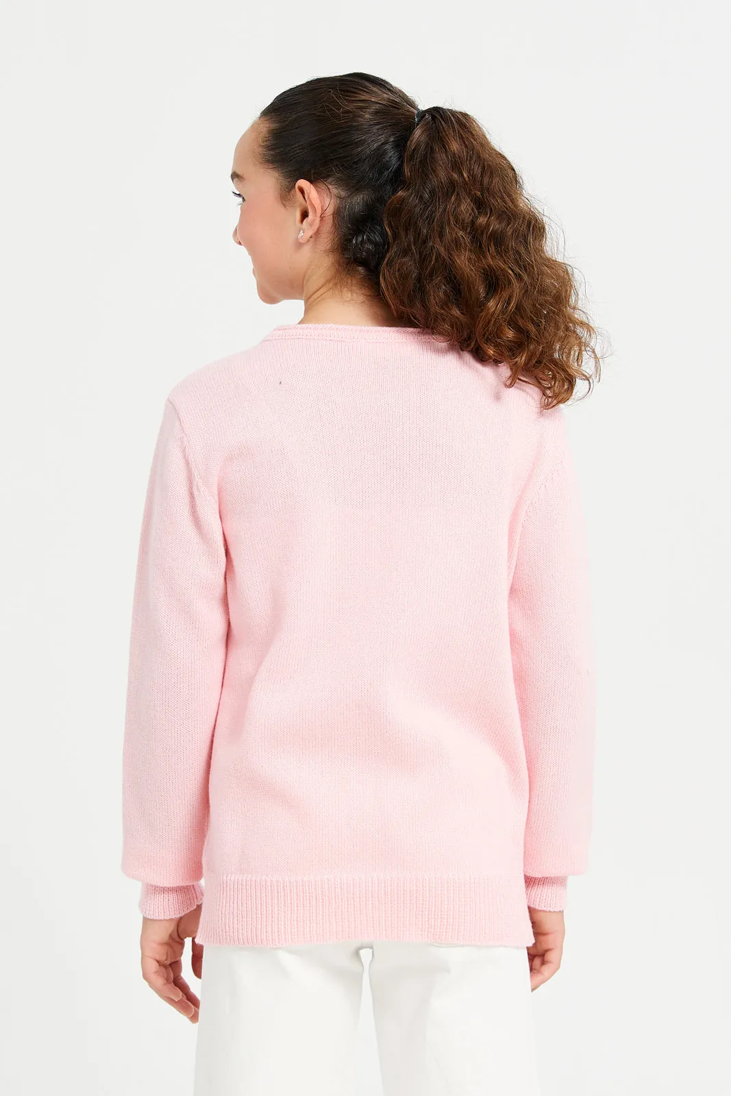 Senior Girls Pink Embellished Pullover