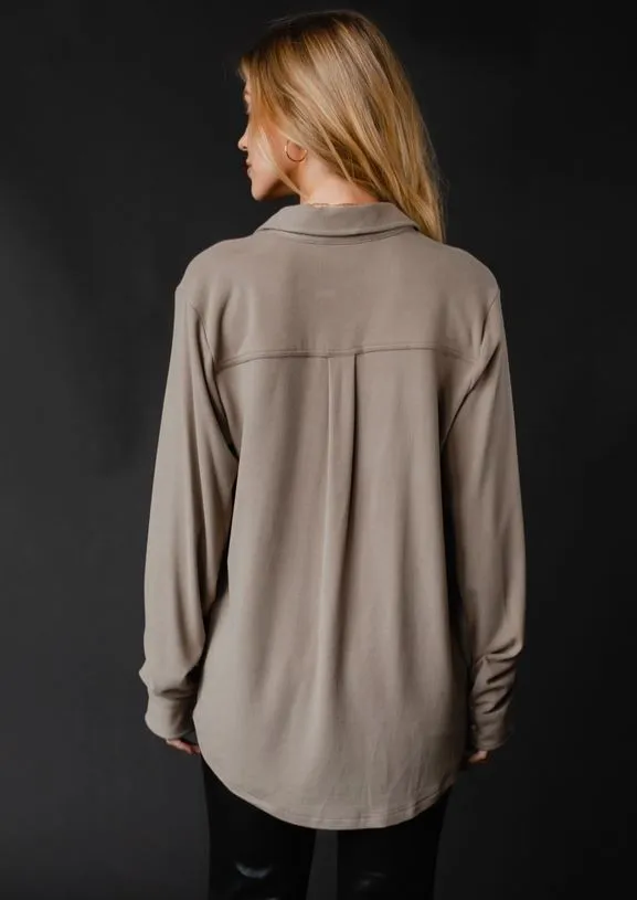 Women's Panache Super Soft Taupe Button Up